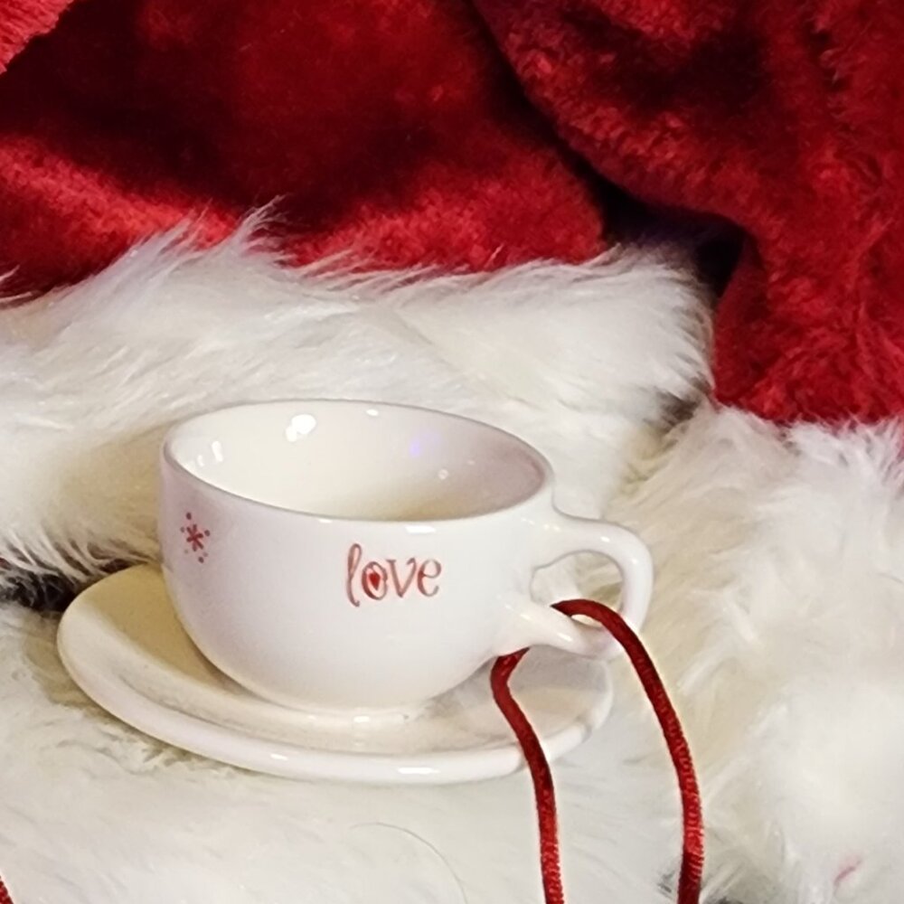 2005 Starbucks Christmas Holiday Ornament Ceramic Tea Cup